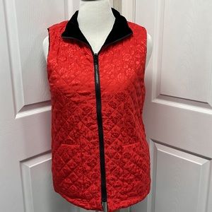 Coldwater Creek Black Velour Red Silk Reversible Vest Medium